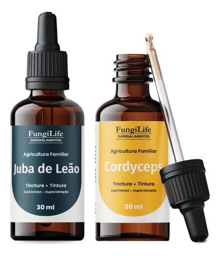 Kit Foco E Energia | Extrato Líquido Juba De Leão + Cordyceps 30ml | Fungi Life