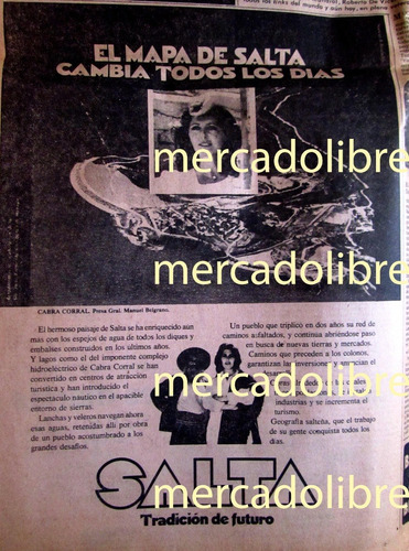 Salta Presa Cabra Corral Publicidad Turistica Original 1980