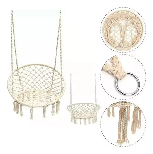 Aleissi Silla Colgante Macrame Interior Y Exterior Hogar Color Blanco