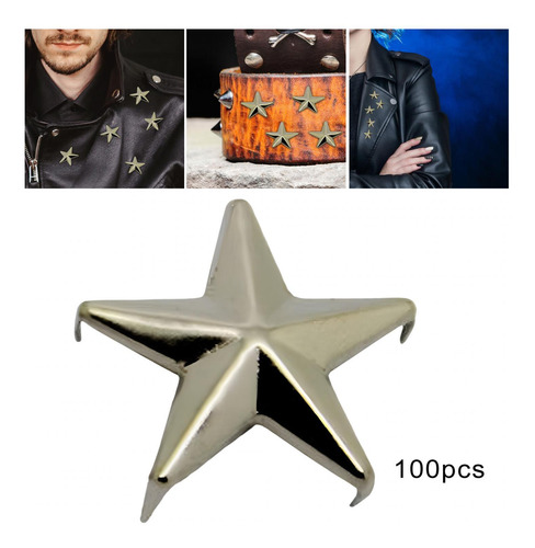 100 Unids Metal Cinco Puntas Estrella Remaches 1,5 Cm