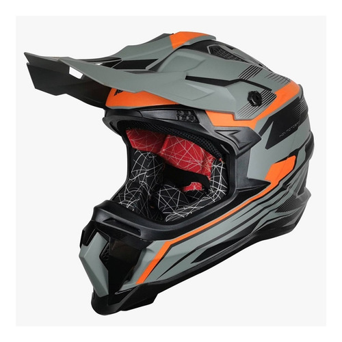 Imagen 2 de 9 de Casco Motocross Enduro Kov Terra X-4 Go Naranja/ Gris