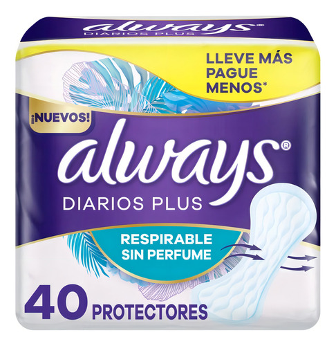 Always Respirable Sin Perfume Protector Diario 40 Unidades