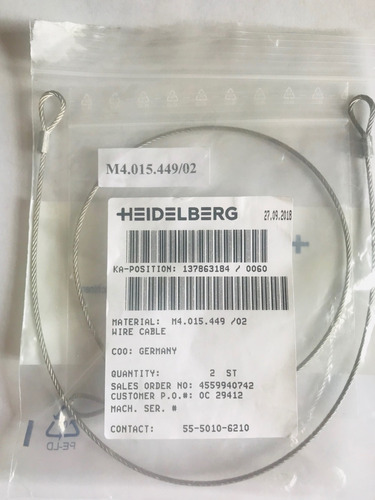 Cable De Repuesto Heidelberg Speedmaster Sm 74 Pm74 M4.015.4