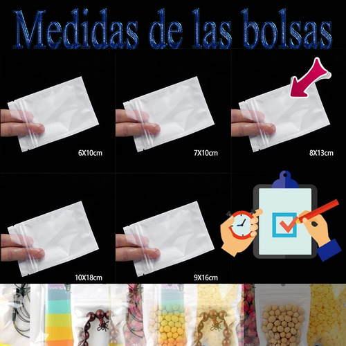 1000 Bolsas Transparente Joyeria Bolsa Tipo Ziplo 8x13mm