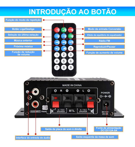 . Amplificador De Audio Estéreo Bluetooth For Hogar/coche De