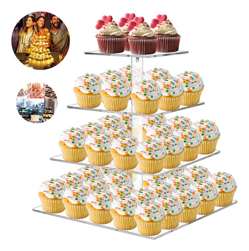  Soporte Para De 4 Niveles Cupcakes Postres Acrilico Led