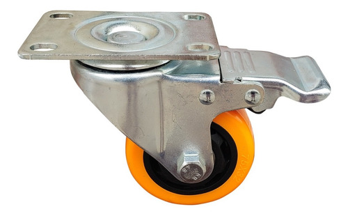 Imagen 5 de 9 de Kit 2 Ruedas Giratorias Pvc 75x32 Mm Con Freno Acero Mueble