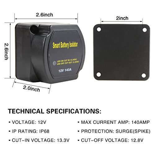 Aislador De Batería Doble De 12v Y 140 Amperios Relé ...