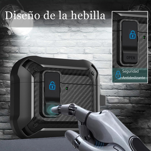USTIYA Funda Para AirPods 4 Case Uso Rudo Protector Carcasa Seguro Color Negro Cover