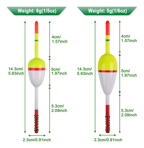 Orootl Flotadores De Pesca Y Bobbers 10 Piezas De Madera D