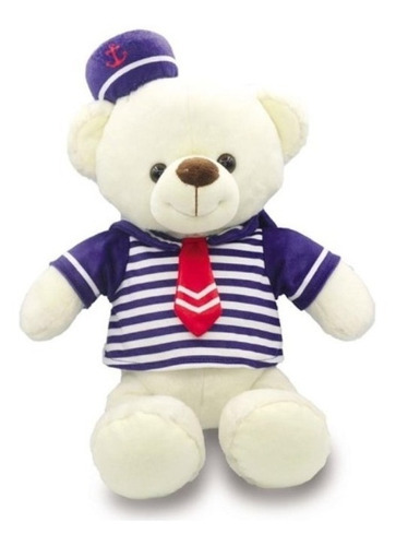 Urso De Pelúcia Marinheiro Azul 25 Cm Unik Cor Branco e Azul