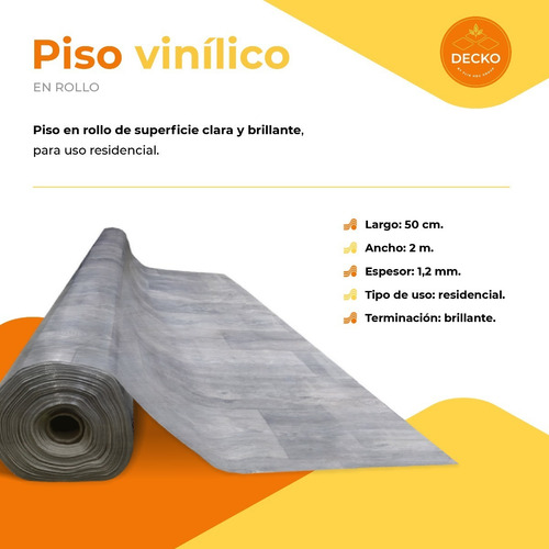 Imagen 4 de 5 de Piso Vinílico Rollo M2 1,2mm Símil Madera Pvc