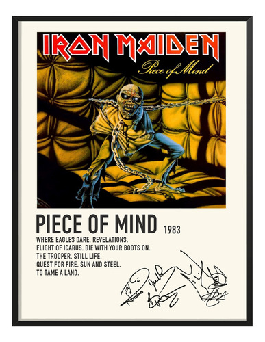 Poster Iron Maiden Album Music Tracklist Piece Of Mind 45x30