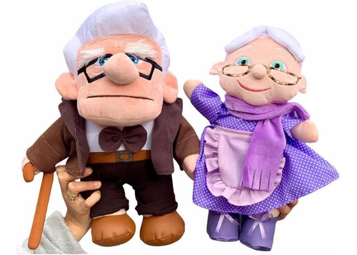 Imagen 1 de 10 de Pareja Abuelitos Peluche Carl Y Elie Up 40cms Premium