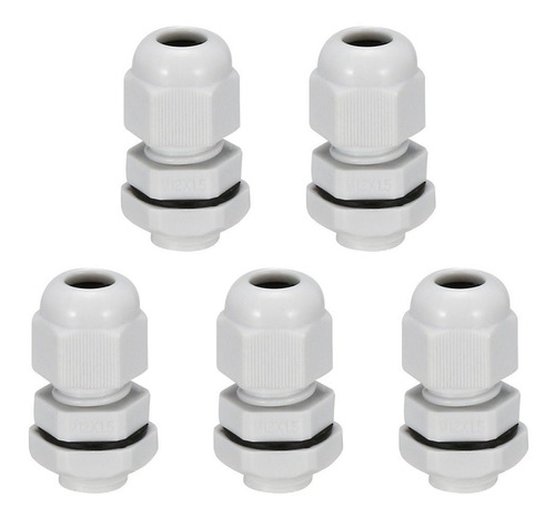 5pcs M12 glandula Cable Impermeable Conector Alambre Blanco