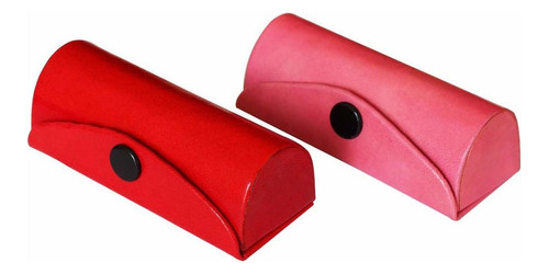 Juego De 2 Fundas De Piel Roja Y Rosa Para Lapiz Labial