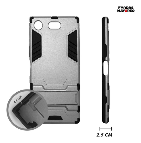 Funda Iron Para Xperia Xz Carcasa Antishock Con Mica Plateado