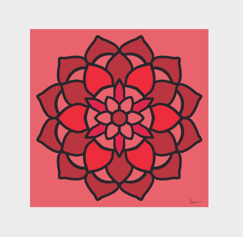 Quadro Placa Quarto 30x30 Mandala Vermelha Cor Vermelho