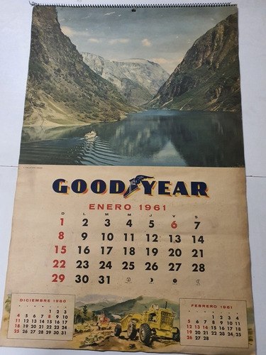 Antiguo Almanaque Good Year De 1961 De Gran Tamaño