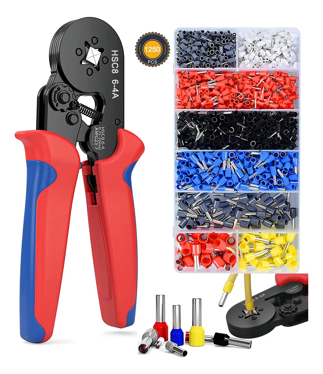 Crimpadora de Ferrules Diez Naranjas con 1250 Terminales para Cables de 0.25 a 10 mm