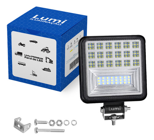 Par Refletor Holofote Luminaria Farol 135w 12v/24v Cor Da Carcaça Preto Quadrado Cor Da Luz Branco-frio Lumi