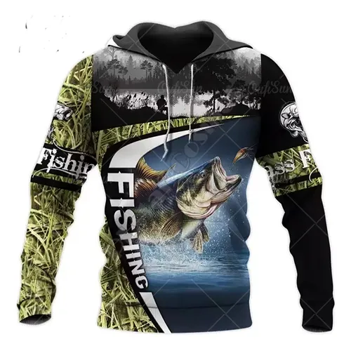 Patrón De Pesca Sudadera Con Capucha Impresa En 3d