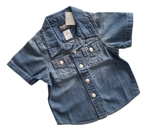 Camisa Manga Corta Jean Bebe 12 Meses Oshkosh 