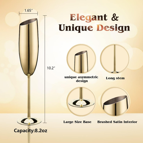 Elegantes Copas De Champán De Acero Inoxidable Doradas Para