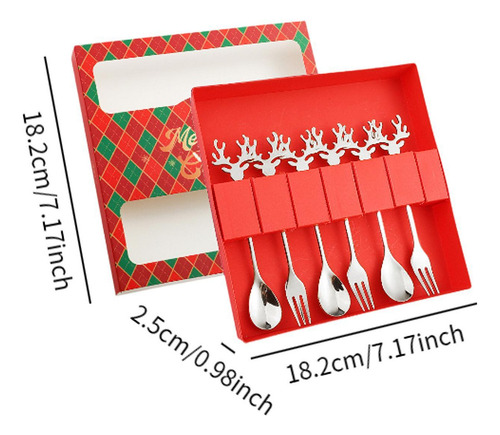 Juego De 6 Cucharas Y Tenedores Navideños, Plateada