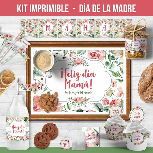 Imagen 2 de 9 de Kit Imprimible Día De La Madre Cumpleaños Desayuno Merienda
