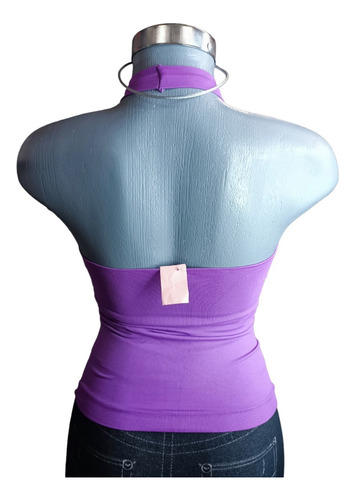 Blusa Halter Con Escote Morada Plush Up