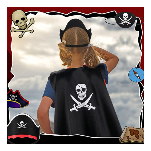 3 Establecimiento De Disfraz De Pirata Para Niños Pirate Cap