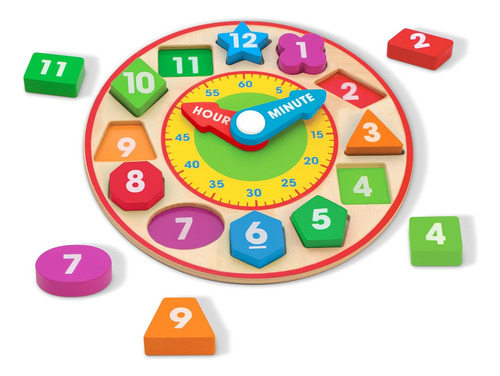 Melissa Doug Reloj De Madera, Juguete Educativo Para Niños