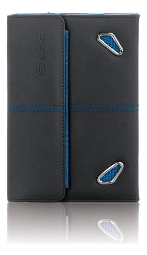 Funda Tableta Solo Tech Booklet, Negra Con Ribete Azul,