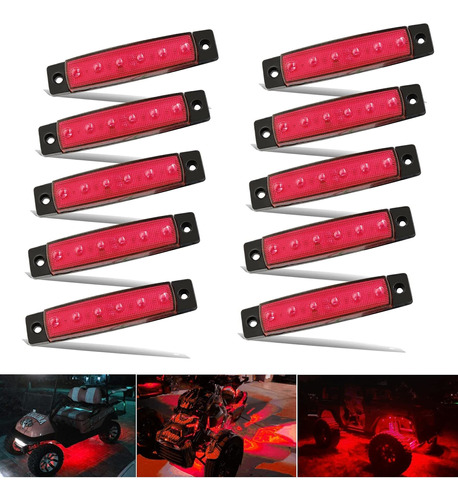 Uwdesy 10 Luz Led Roca Impermeabl 3.8  Kit Subsuelo Rojo Rv