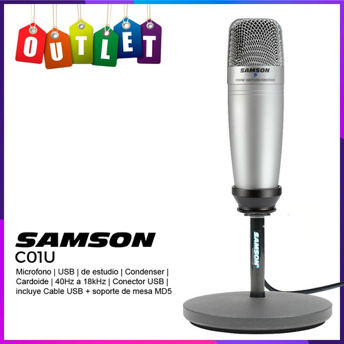 Micrófono Soporte Samson C01u Condensador Usb Outlet Tm (Reacondicionado)