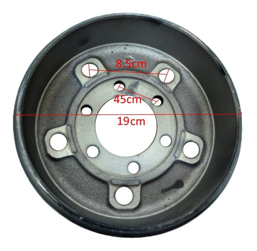 Imagen 3 de 4 de Tambor Trasero Para Motocarro 5 Birlos