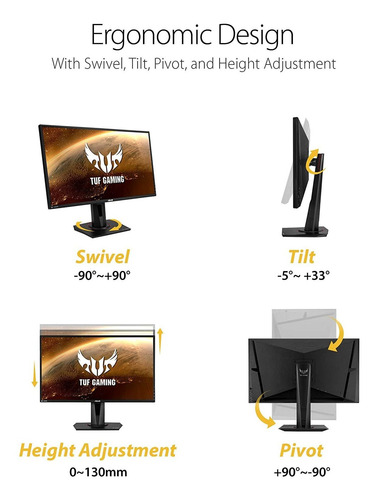 Imagen 5 de 6 de Monitor Gamer Asus Tuf Vg27aq 27 2k Hdr, 165-144hz, 1ms Ips