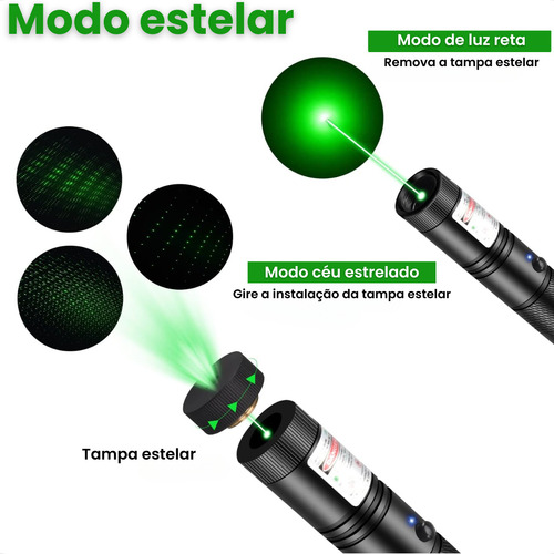 Caneta Laser Verde Ultra Forte Alcance 100km A Prova D'agua EX Decor