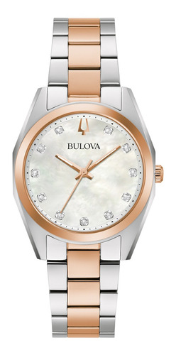 98p199 Reloj Bulova Surveyor Diamante Mujer Plateado/rosado