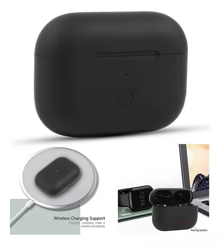 Funda de carga inalámbrica compatible con AirPods Pro, funda de carga de  repuesto para Air Pods Pro con batería de 660 mAh y botón de emparejamiento