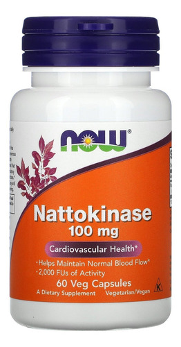 Nattokinase Now Foods Cardio Enzima Natto Veg 60c Importada Sabor Sem Sabor