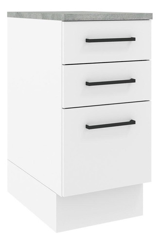 Mueble Inferior De Cocina Madesa Agata 40cm 3 Cajones Blanco