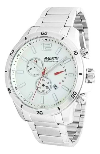 Relógio Masculino Magnum Cronógrafo Ma35235q - Prata Cor do fundo Branco