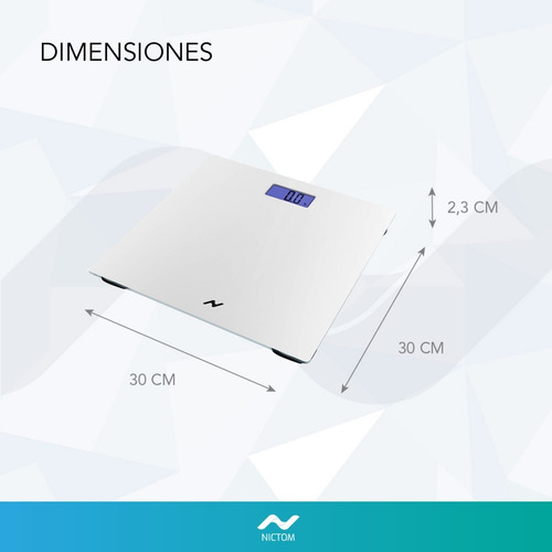 Imagen 5 de 5 de Balanza Personal Digital De Baño Nictom Bp01 Blanca
