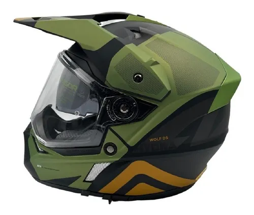 comprar Casco Axxis Wolf Ds Hydra B6 Verde Mate Touring Con Lentes