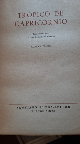 Tropico De Capricornio .henry Miller Ed. Santiago Rueda