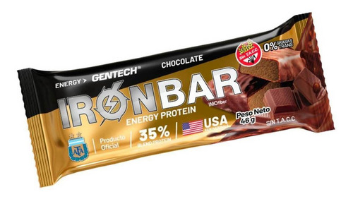 Imagen 1 de 1 de Suplemento en barra Gentech  Iron Bar proteína sabor chocolate en unidad