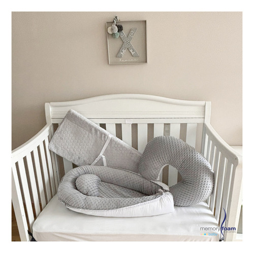 Pack De Bebé Con Nido + Almohada De Lactancia + Cambiador Color Gris
