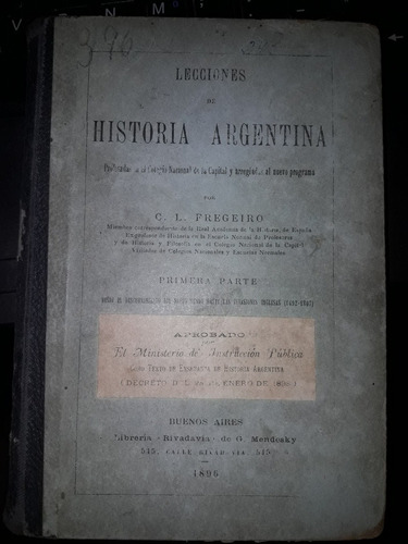 Lecciones De Historia Argentina C L Fregeiro Primera Parte 